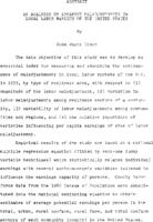 An analysis of apparent maladjustments in local labor markets of the United States