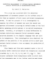 Objective measurement of certain facial movements during production of homophenous words