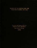 The role of the Central Bank and inflation in Korea, 1945-1960