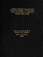 A student-instructor demonstration laboratory method vs. an individual laboratory method in a beginning college foods course