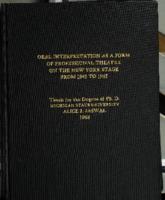 Oral interpretation as a form of professional theatre on the New York stage from 1945-1965