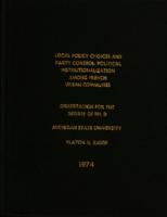 Local policy choices and party control : political institutionalization among French urban communes