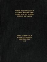 Adoption and internalization of educational innovations among teachers in the pilot secondary schools of West Pakistan