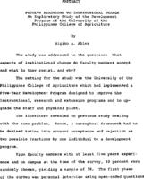 Faculty reactions to institutional change : an exploratory study of the development program of the University of the Philippines College of Agriculture