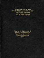 An evaluation of three psychological variables in tonic and clonic stutterers and in nonstutterers