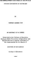 The development and role of non-public higher education in Michigan