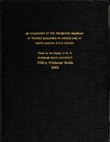 An evaluation of the pre-service program of teacher education in agriculture at South Dakota State College