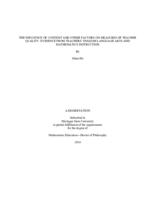 The influence of content and other factors on measures of teacher quality : evidence from teachers' English language arts and mathematics instruction