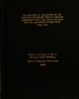 An analysis of the effects of the Michigan Secondary School-College Agreement upon four-year Michigan college admission officers from 1946-1959