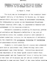 Construct validation of the motive for success as interpreted by GSCI test scores and as expressed in behavior and achievement within the classroom