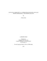 Syntactic complexity as a predictor of second language writing proficiency and writing quality