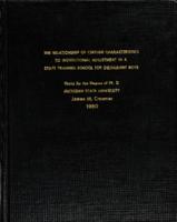 The relationship of certain characteristics to institutional adjustment in a state training school for delinquent boys