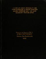 A study of certain personality and value differences in teacher education majors preferring early and later elementary teaching levels