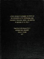 A study designed to determine the effects of two treatments on the interpersonal need behaviors of inclusion control, and affection as measured by the Firo-B