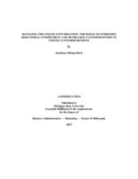 Managing the Online Conversation : The Roles of Expressed Behavioral Commitment and Decreased Customer Effort in Online Customer Reviews