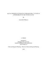 Racial disparity in manufactured housing : a study of affordability in the United States