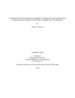 Investigating the nature of teachers' vocabulary and science talk during science instruction in early-elementary classrooms