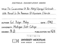 The condensation of the methyl dipropyl carbinols with phenol in the presence of aluminum chloride