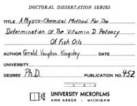 A physico-chemical method for the determination of the vitamin D potency of fish oils