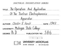 The operation and application of the Tiselius electrophoresis apparatus