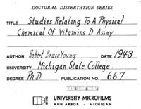 Studies relating to a physical chemical method of vitamins D assay