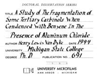 A study of the fragmentation of some tertiary carbinols condensed with benzene in the presence of aluminum chloride [paper, microform]