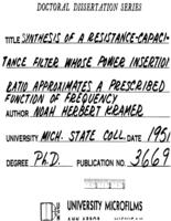 Synthesis of a resistance-capacitance filter whose power insertion ratio approximates a prescribed function of frequency