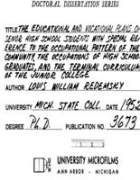 The educational and vocational plans of senior high school students with special reference to the occupational pattern of the community