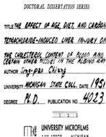 The effect of age, diet, and carbon tetrachloride-induced liver injury on the cholesterol content of blood and certain other tissues in the albino rat