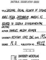 Seasonal radial growth of sugar maple (Acer saccharum Marsh) as related to certain environmental factors