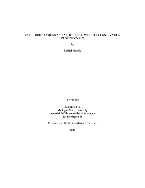 Value orientations and attitudes of wildlife conservation professionals