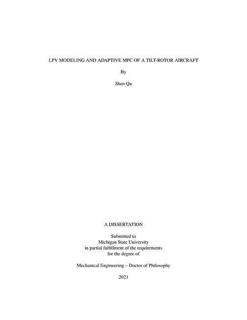 Lpv modeling and adaptive mpc of a tilt-rotor aircraft