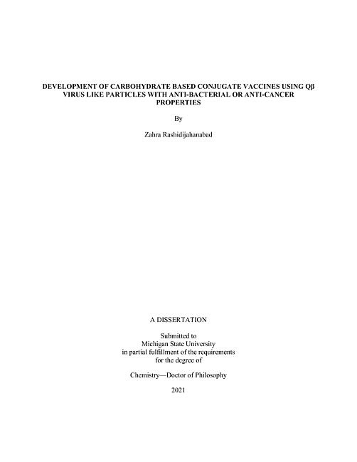 Development of carbohydrate based conjugate vaccines using qÎø virus like particles with anti-bacterial or anti-cancer properties