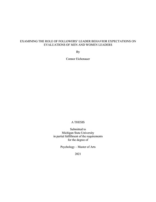 Examining the role of followers' leader behavior expectations on evaluations of men and women leaders