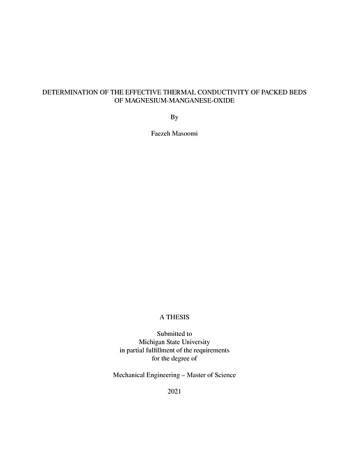 Determination of the effective thermal conductivity of packed beds of magnesium-manganese-oxide