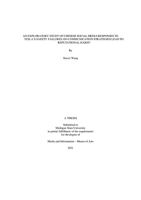 An exploratory study of chinese social media responses to tesla's safety failures : do communication strategies lead to reputational harm?