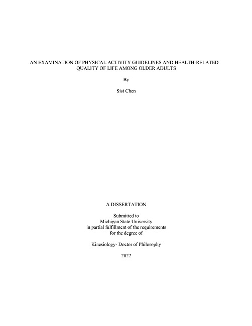 An Examination of Physical Activity Guidelines and Health-related Quality of Life among Older Adults