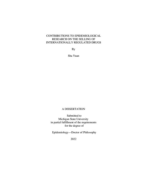 CONTRIBUTIONS TO EPIDEMIOLOGICAL  RESEARCH ON THE SELLING OF  INTERNATIONALLY REGULATED DRUGS