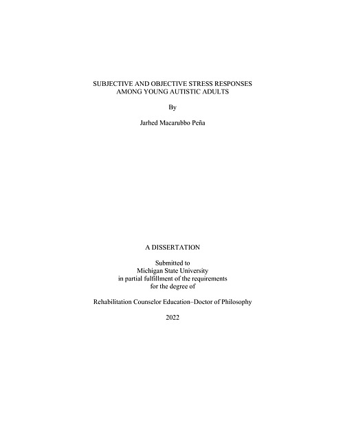 Subjective and objective stress responses among young autistic adults