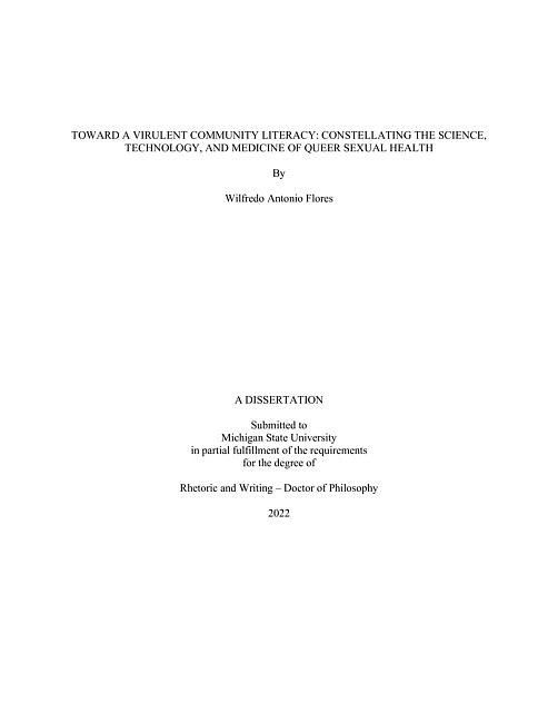 Toward a virulent community literacy : constellating the science, technology, and medicine of queer sexual health