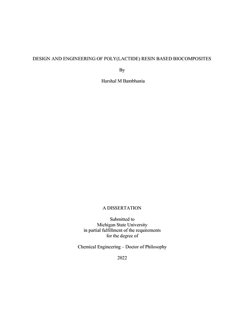 Design and engineering of poly(lactide) resin based biocomposites