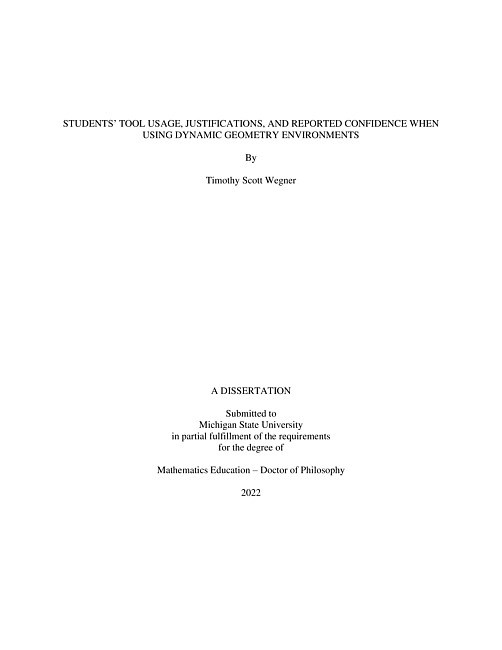 Students' tool usage, justifications, and reported confidence when using dynamic geometry environments