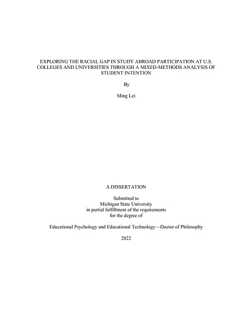 Exploring the racial gap in study abroad participation at U.S. colleges and universities through a mixed-methods analysis of student intention