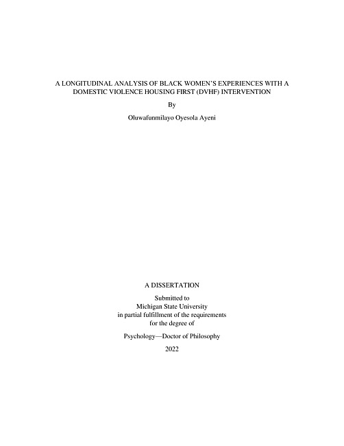 A longitudinal analysis of Black women's experiences with a domestic violence housing first (DVHF) intervention