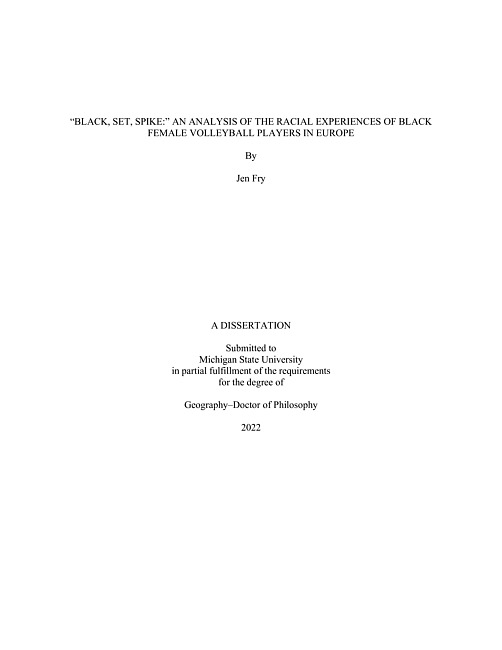 "Black, set, spike : an analysis of the racial experience of Black female volleyball players in Europe