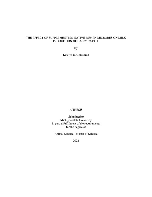 The effect of supplementing native rumen microbes on milk production of dairy cattle