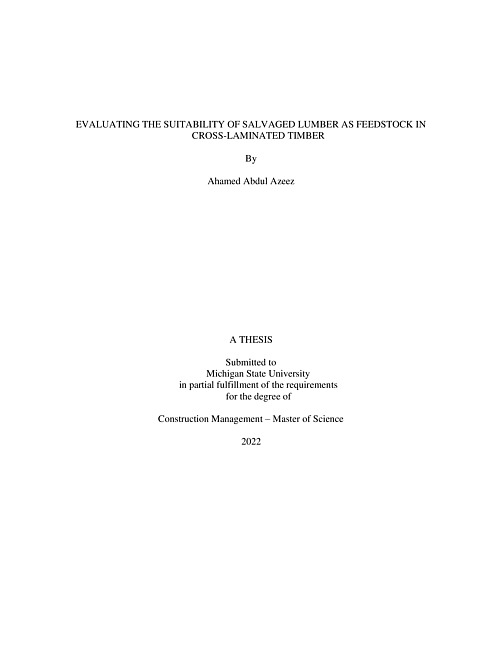 Evaluating the suitability of salvaged lumber as feedstock in cross-laminated timber