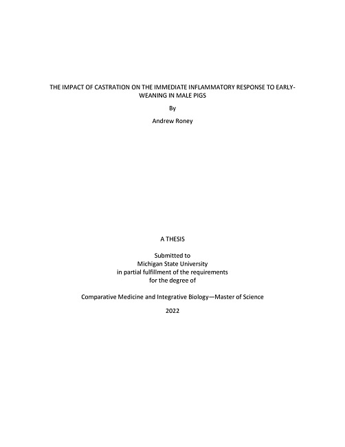 The impact of castration on the immediate inflammatory response to early-weaning in male pigs