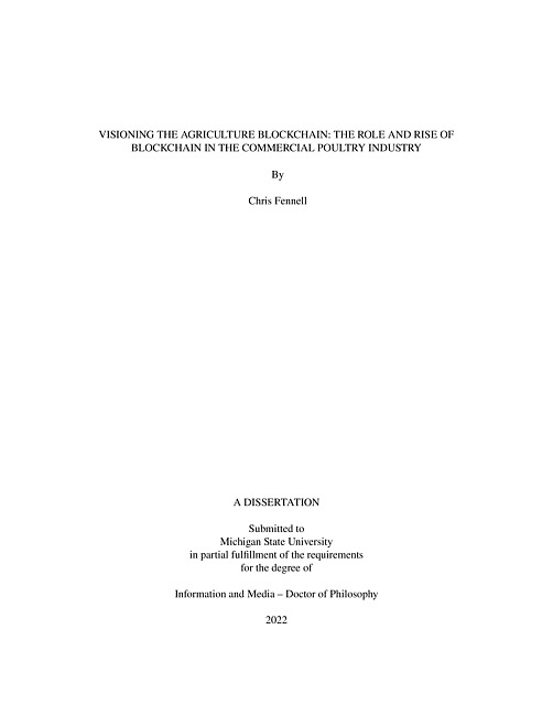 Visioning the agriculture blockchain : the role and rise of blockchain in the commercial poultry industry