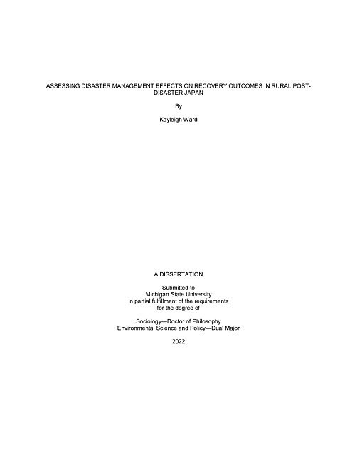 Assessing disaster management effects on recovery outcomes in rural post-disaster Japan